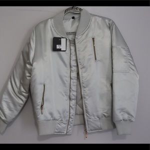 Silver bomber jacket NWT